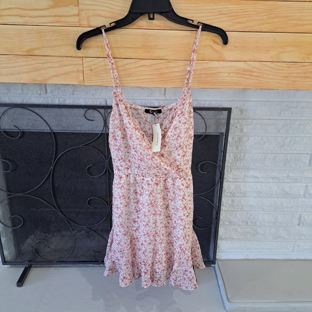 Cottagecore Ditzy Floral Shorts Romper Ruffled Lined V-neck Lightweight L NEW